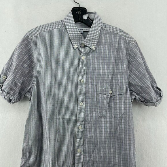 Brilliant Colours by Velour Button Shirt Men’s Sz S Blue Plaid Roll-Tab Pockets - Picture 6 of 12